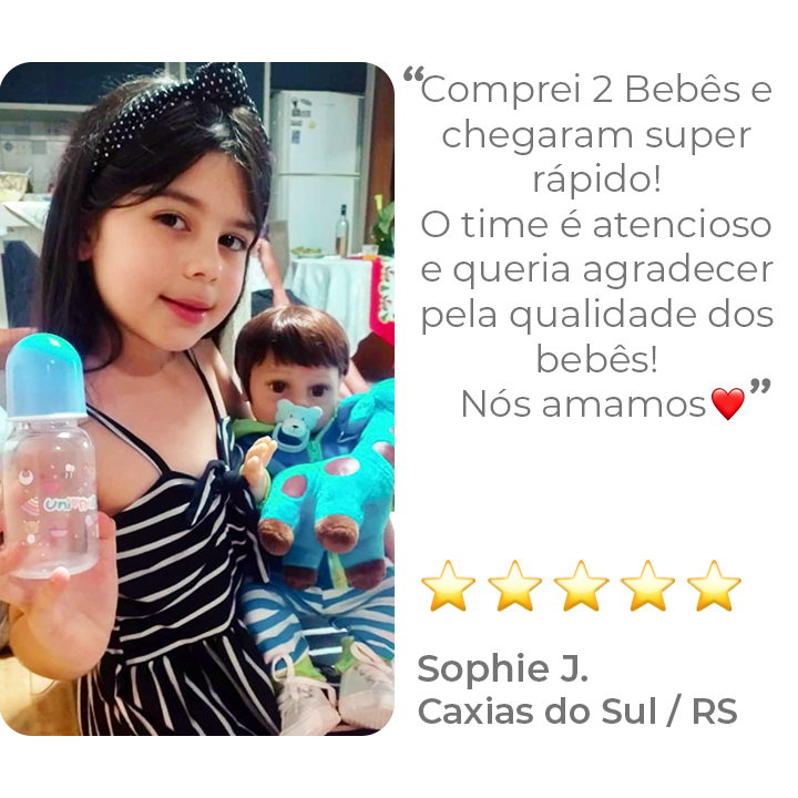 Sophie com o Bebê Reborn Guilherme Jacaré